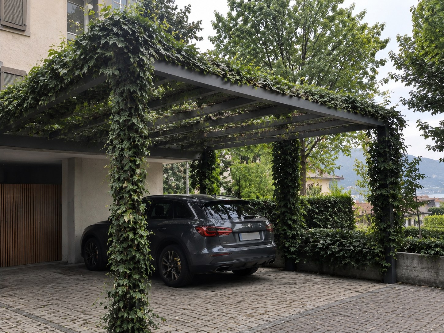 Projection de carport végétalisé intégré à l’architecture